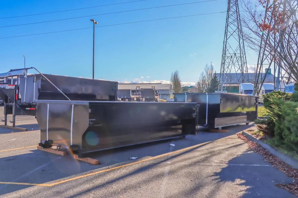 Roll-off dumpster ready for waste disposal at job site for Cleanout Dumpster Rental in Ada